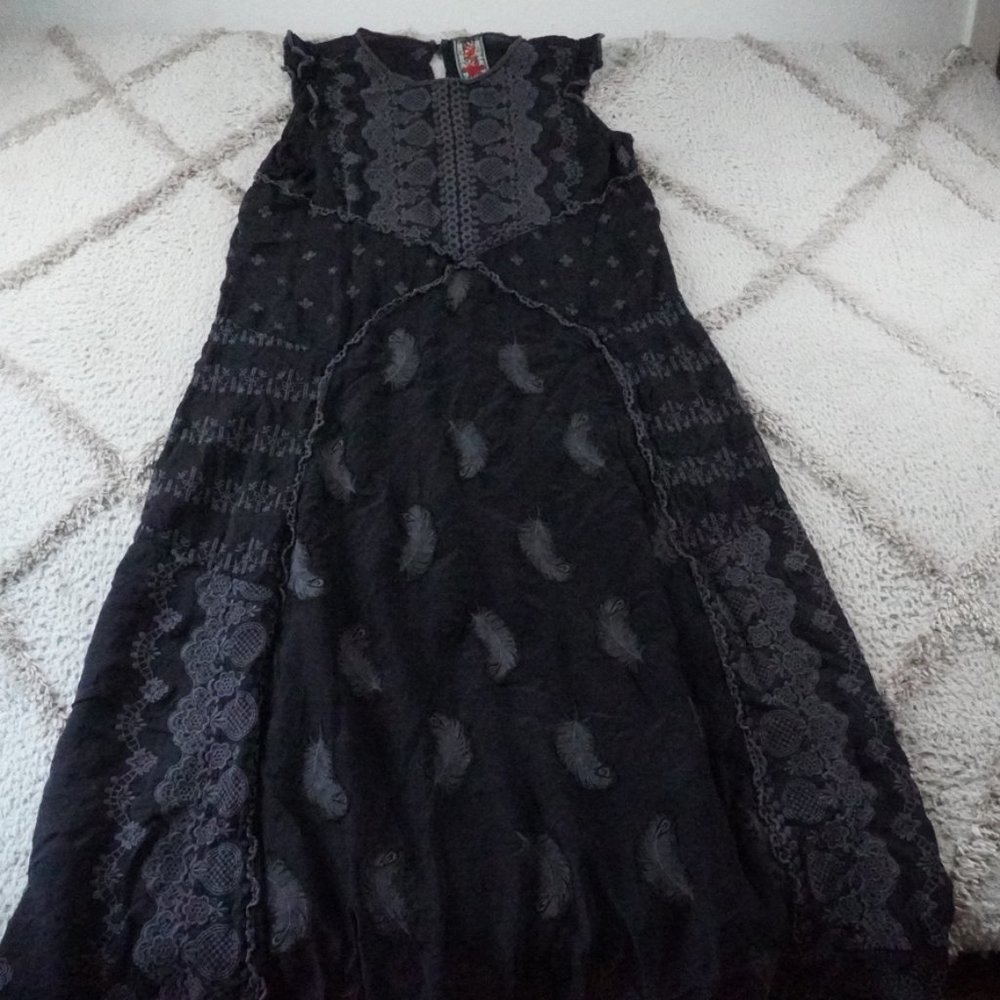 Johnny Was Embroidered Maxi Dress Womens Extra Large Black